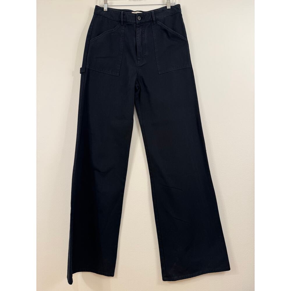 NWT Nili Lotan Quentin Wide Leg Pants Size 10 Navy High Rise Utility Carpenter